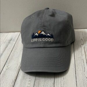 Gray Life is Good Cap with Mountain Design
